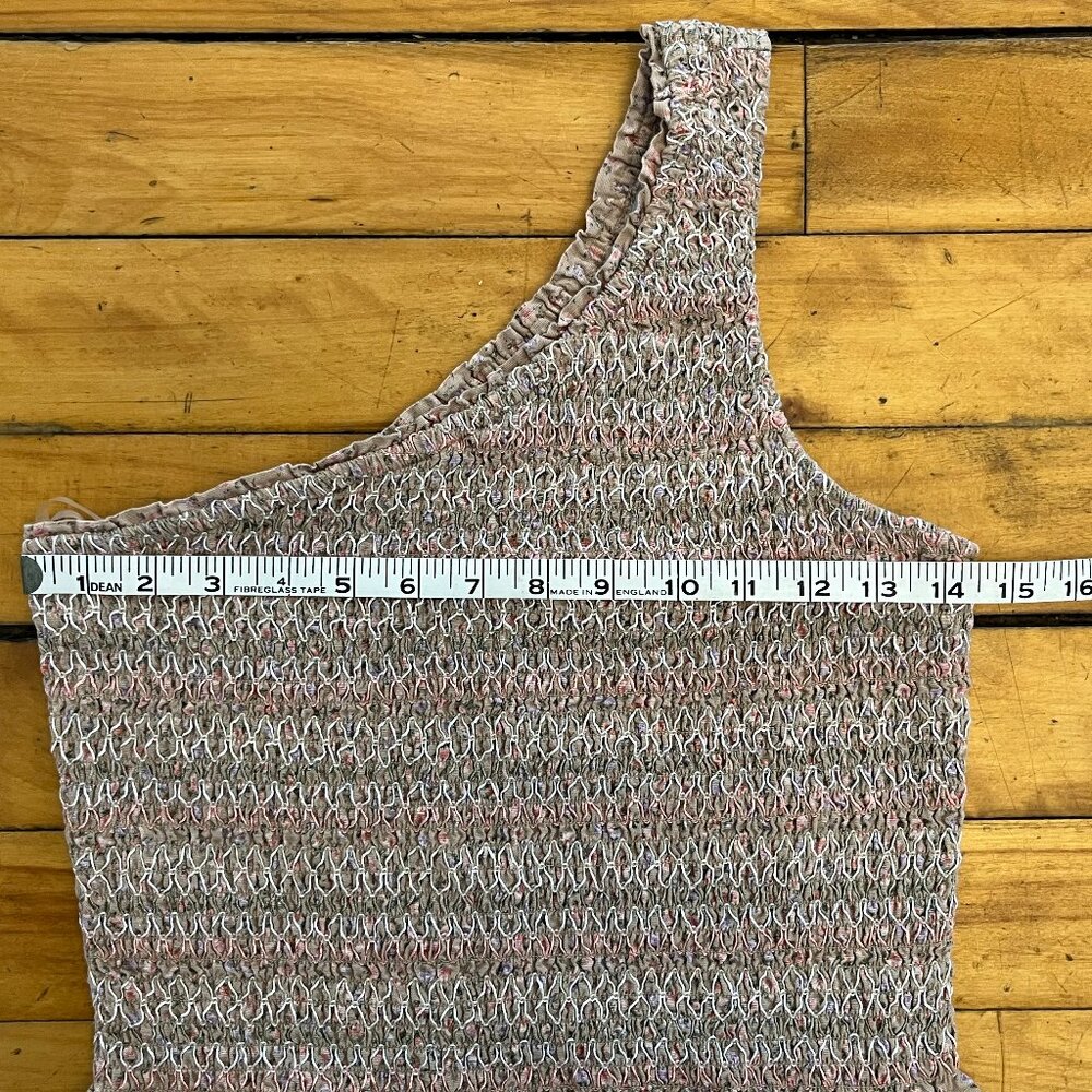 American Eagle Floral One Shoulder Smocked Linen Blend Top, Size Small - Picture 8 of 8